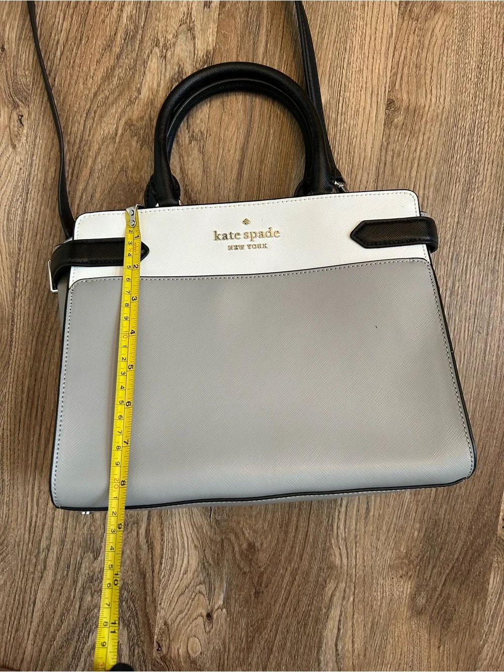 kate spade Gray, White & Black Leather Satchel